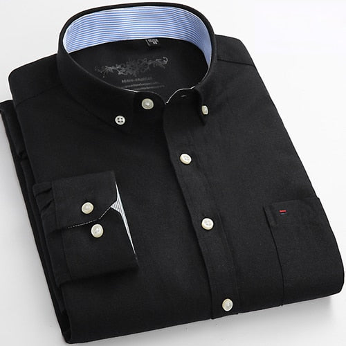 Fashion Solid Oxford Long Sleeve Shirt