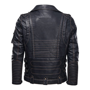 Leather Zipper Black Motorcycle Biker Jacket