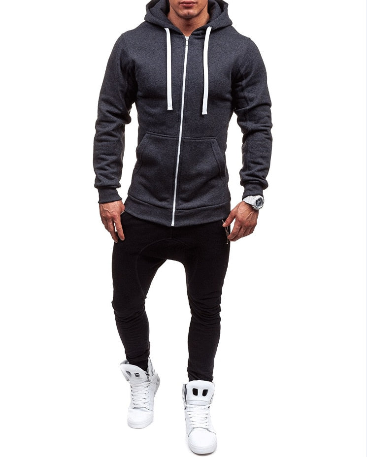 Solid Color Fleece Zipper Velvet Hoodie