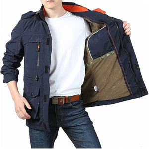 Casual Outwear Hooded Cargo Bomber Jacket