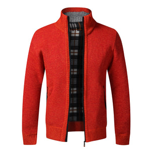 Autumn Winter Fleece Zipper Warm Knitted Cardigan