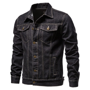 Cotton Denim Buttons Solid Color Jeans Jacket