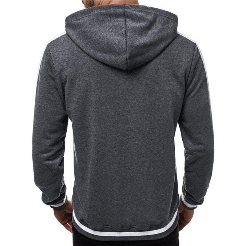 Casual Zipper Long Sleeve Solid Hoodie