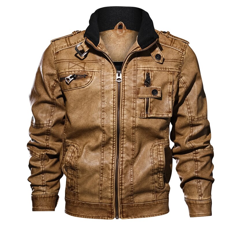 Leather Casual Motorcycle Biker Military Jacket