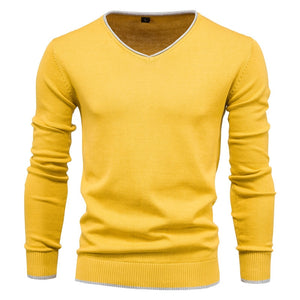 Fashion Solid Color Slim V-Neck Pullover