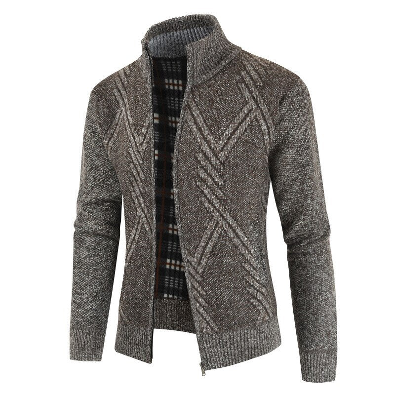 Autumn Winter Fleece Zipper Granite Cardigan