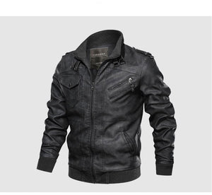 Autumn Winter Leather Motorcycle Hooded Jacket