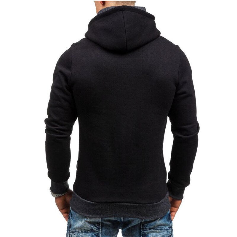 Fashion Solid Color Diagonal Zipper Hoodie