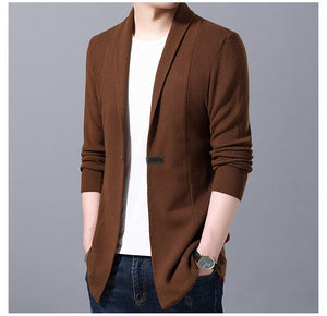 Casual Solid Color Long Single Button Cardigan