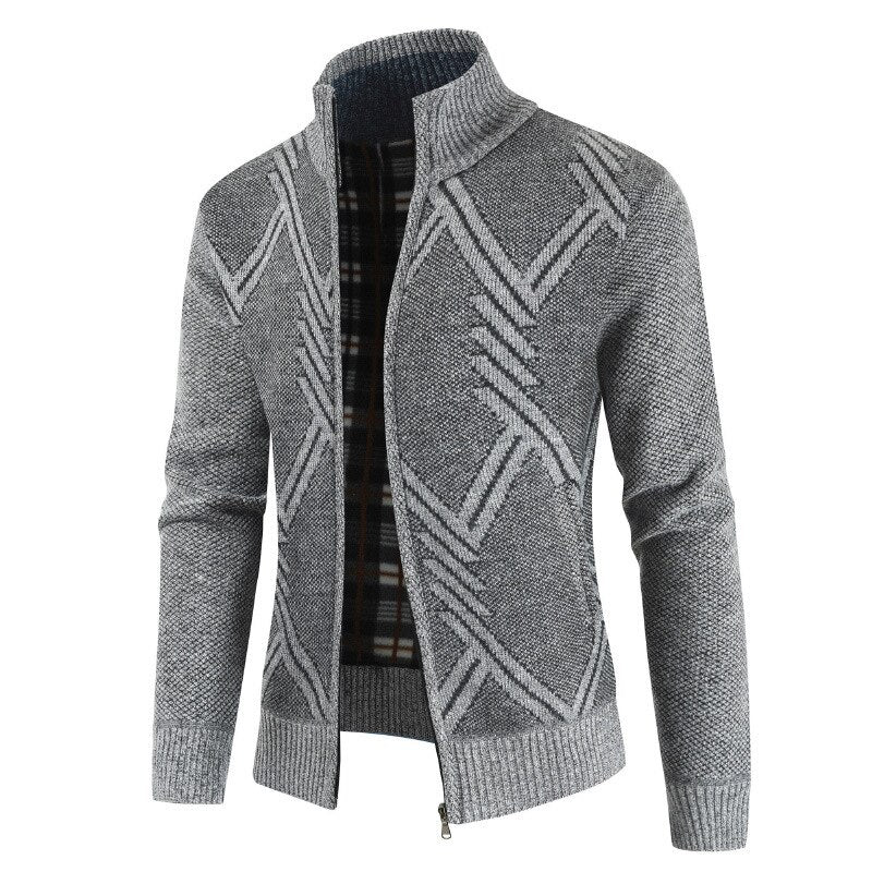 Autumn Winter Fleece Zipper Granite Cardigan