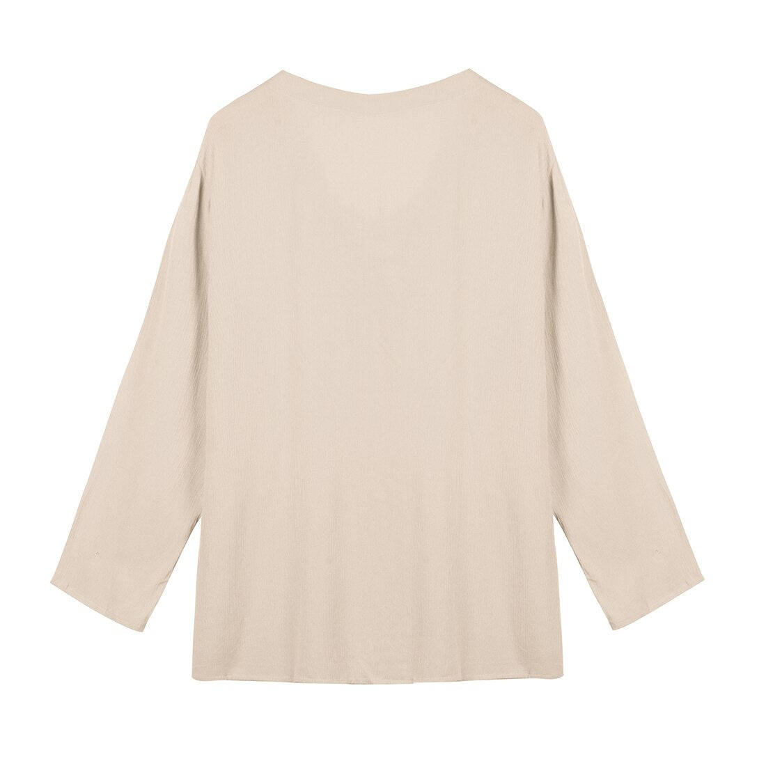 Casual Middle Sleeve Loose Silk V-Neck Shirt