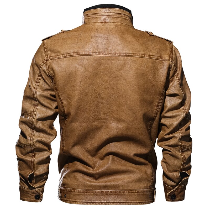 Leather Casual Motorcycle Biker Military Jacket