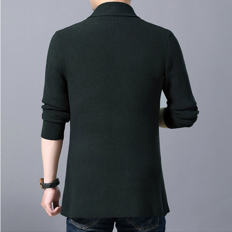 Casual Solid Color Long Single Button Cardigan