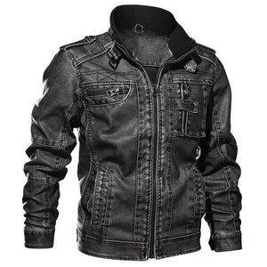 Leather Casual Motorcycle Biker Military Jacket