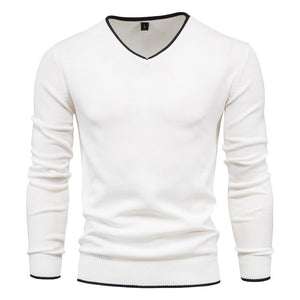 Fashion Solid Color Slim V-Neck Pullover