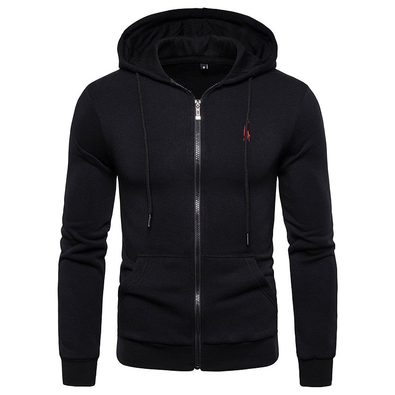 Solid Fashion Fleece Zipper Sportstyle Hoodie