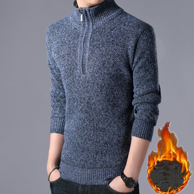 Casual Half Zipper Thick Knitted Sweater