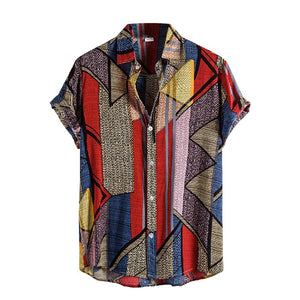 Summer Retro Vintage Ethnic Printed Shirt