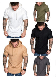 Casual Solid Color Short Sleeve Hoodie