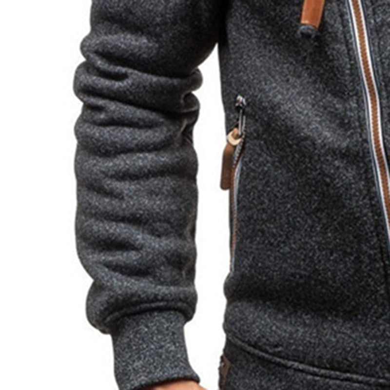 Casual Solid Zipper Long Sleeve Hoodie