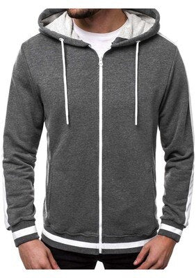 Casual Zipper Long Sleeve Solid Hoodie