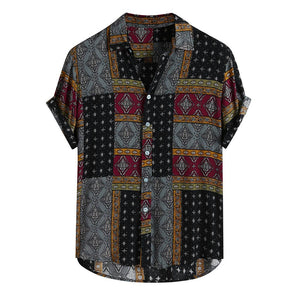 Summer Retro Vintage Ethnic Printed Shirt