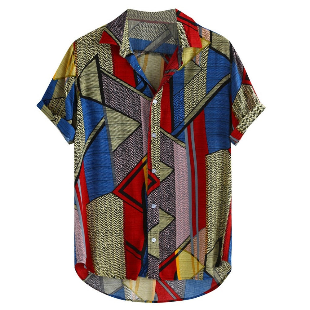 Summer Retro Vintage Ethnic Printed Shirt