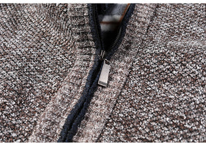 Autumn Winter Fleece Zipper Warm Knitted Cardigan