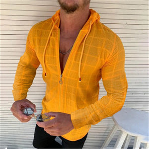 Fashion Long/Short Sleeved Zip-Up Hooded Shirt