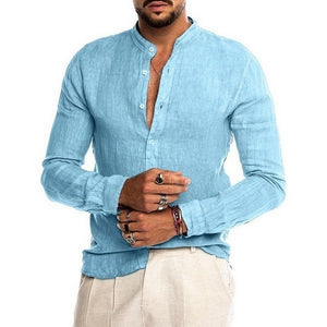 Solid Color Linen Long Sleeve Shirt