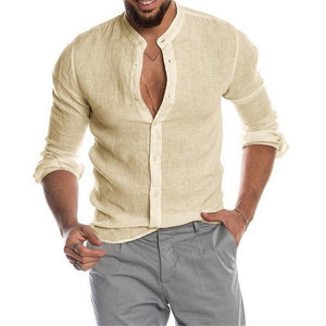 Solid Color Linen Long Sleeve Shirt