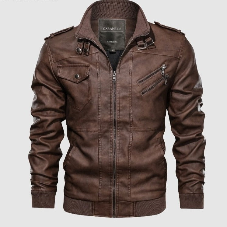 Autumn Winter Leather Motorcycle Hooded Jacket