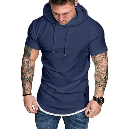 Casual Solid Color Short Sleeve Hoodie