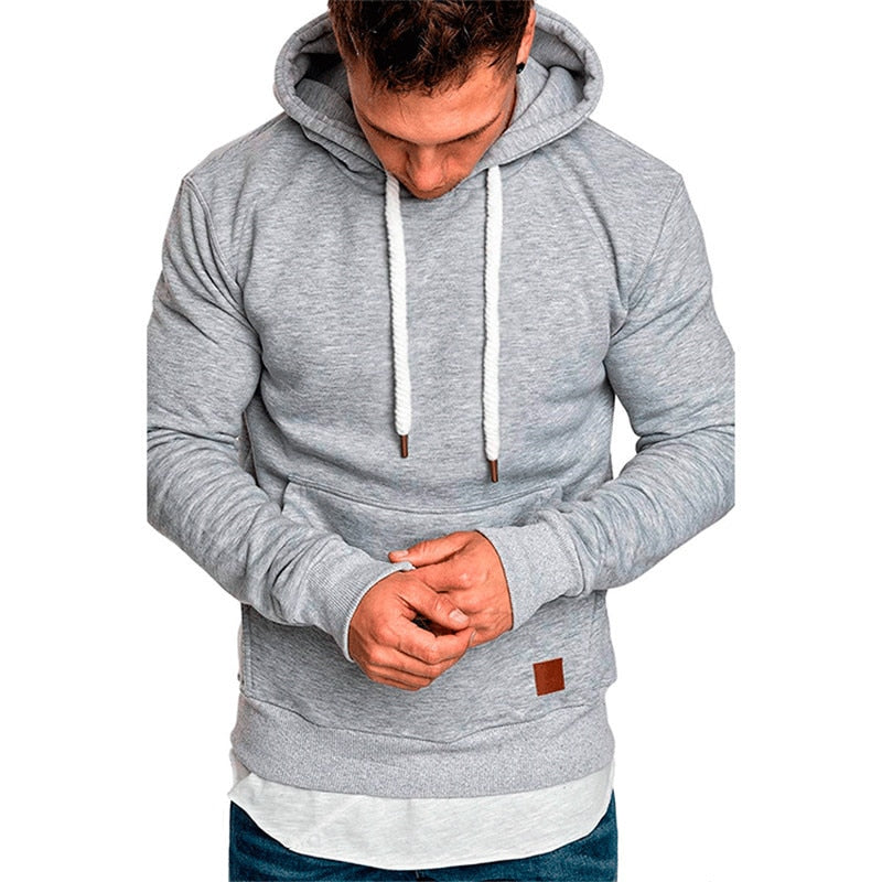 Solid Casual Front Kangaroo Pocket Hoodie