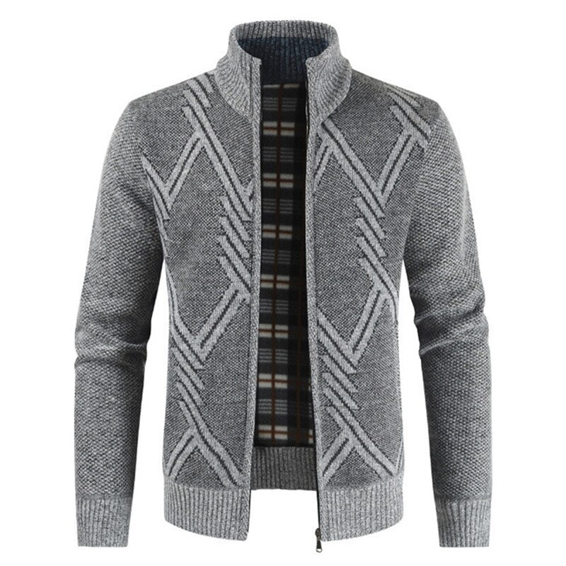 Autumn Winter Fleece Zipper Granite Cardigan