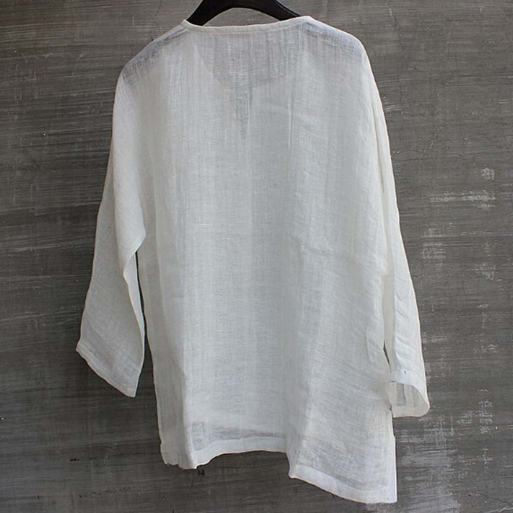 Summer Linen Cotton Breathable Loose V-Neck Shirt