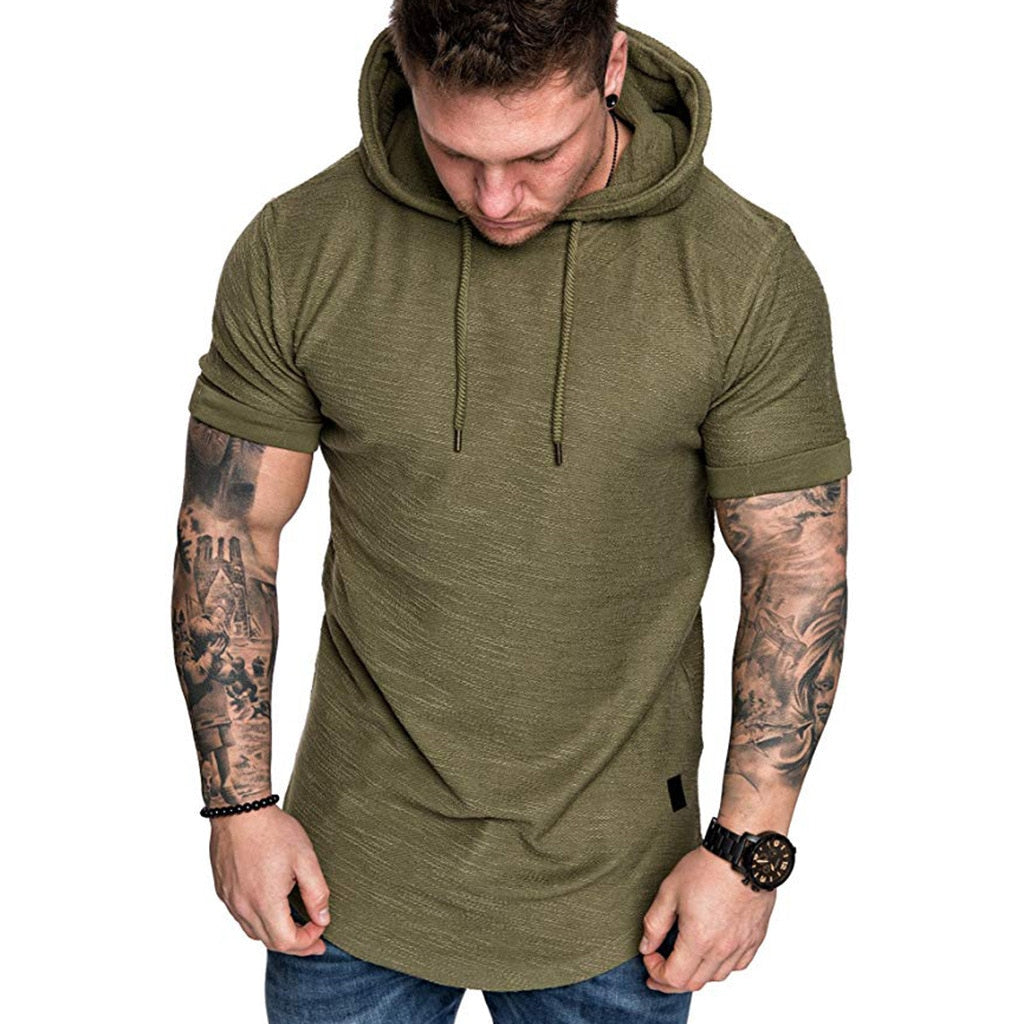 Casual Solid Color Short Sleeve Hoodie