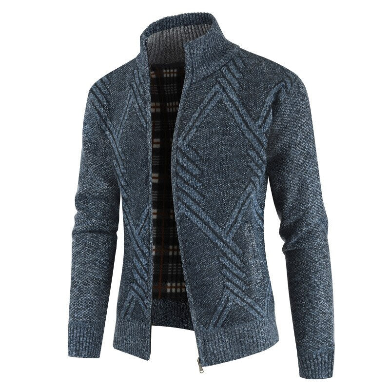 Autumn Winter Fleece Zipper Granite Cardigan