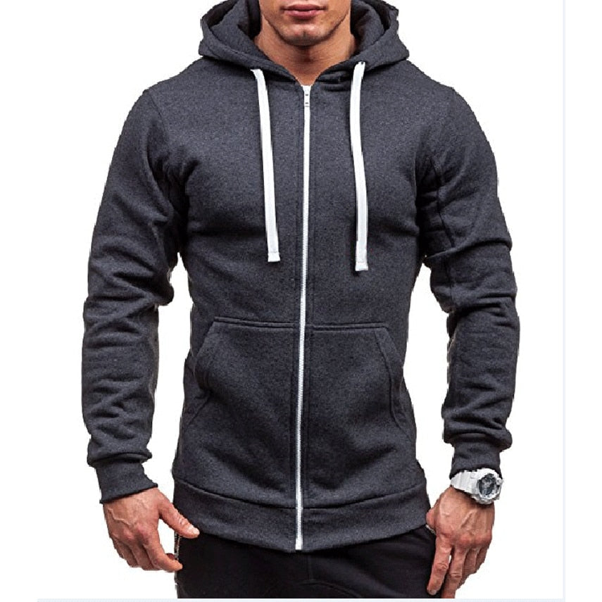 Solid Color Fleece Zipper Velvet Hoodie