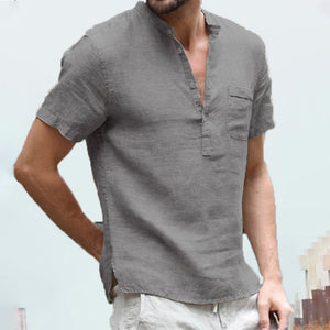 Summer Cotton Linen Short-Sleeved Breathable Shirt