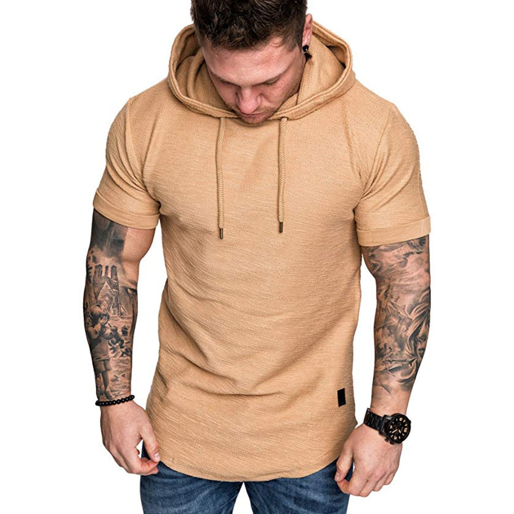 Casual Solid Color Short Sleeve Hoodie