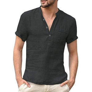 Summer Cotton Linen Short-Sleeved Breathable Shirt