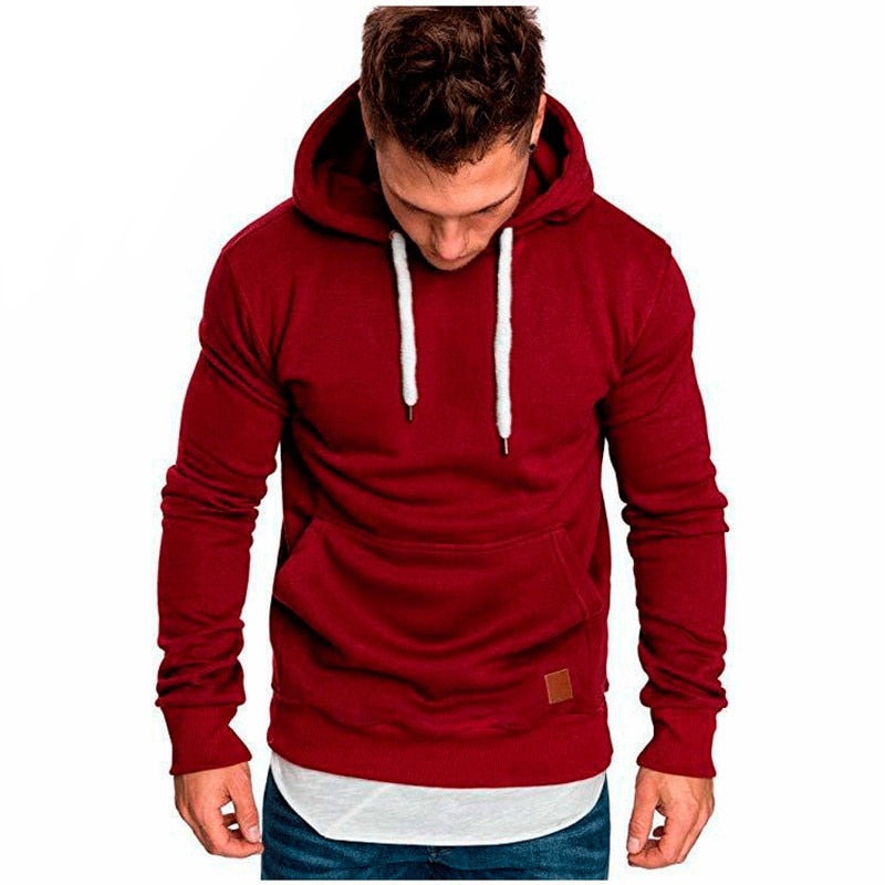 Solid Casual Front Kangaroo Pocket Hoodie