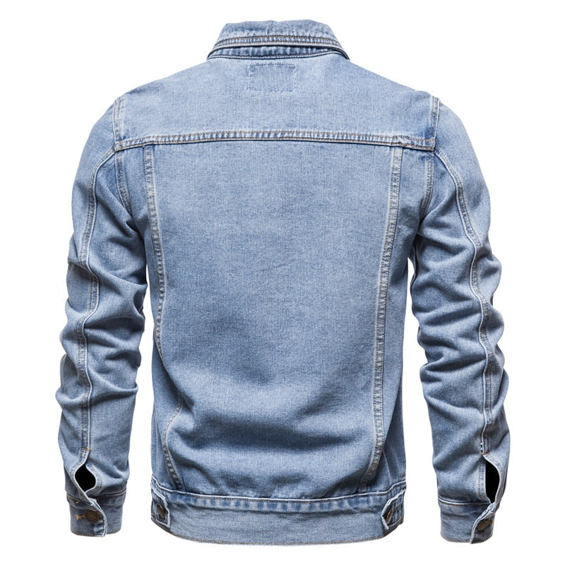 Cotton Denim Buttons Solid Color Jeans Jacket