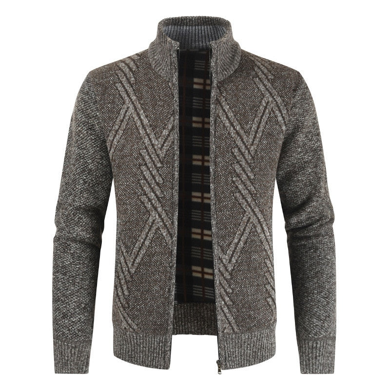 Autumn Winter Fleece Zipper Granite Cardigan