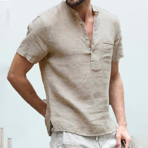 Summer Cotton Linen Short-Sleeved Breathable Shirt