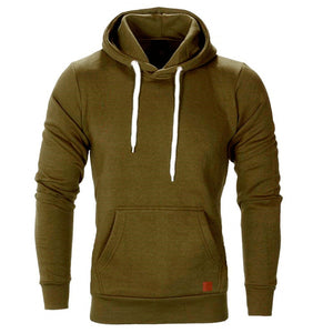 Solid Casual Front Kangaroo Pocket Hoodie