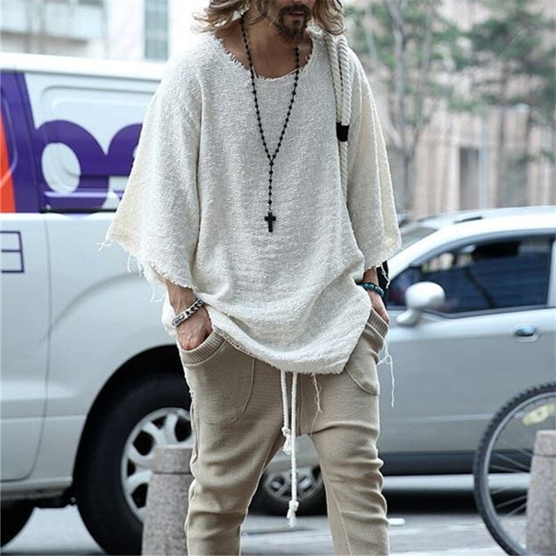 Stylish Loose Deep O-Neck Linen Shirt