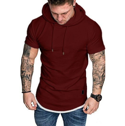 Casual Solid Color Short Sleeve Hoodie