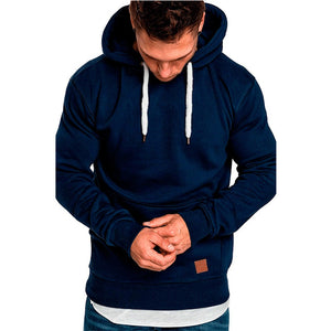 Solid Casual Front Kangaroo Pocket Hoodie